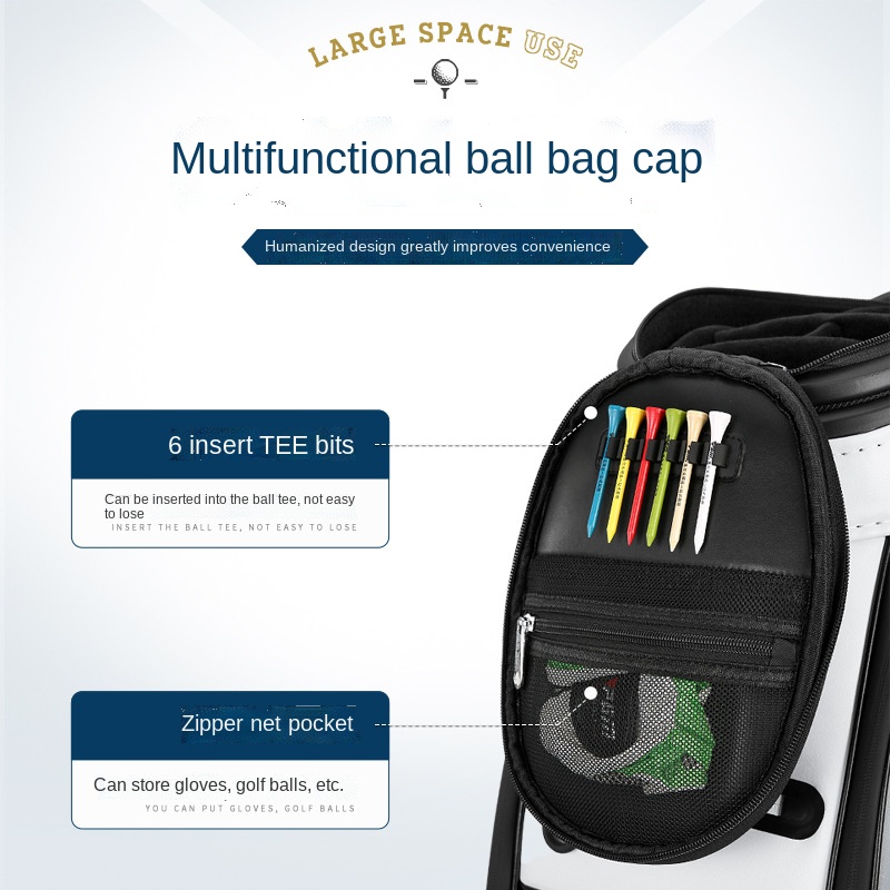 PGM Golf Standard Ball Bag Professional Leather PU Waterproof Golf Cart Club Airbag High Capacity Package With Wheel QB099 · v5